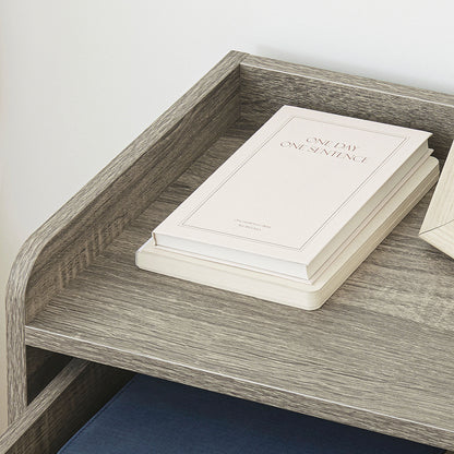 Set of 2 Wall-Mounted Bedside Tables Floating Nightstands - Sliding Drawer, Shelf - in Particle Board Dim. 40W x 30D x 19.5H cm Gray