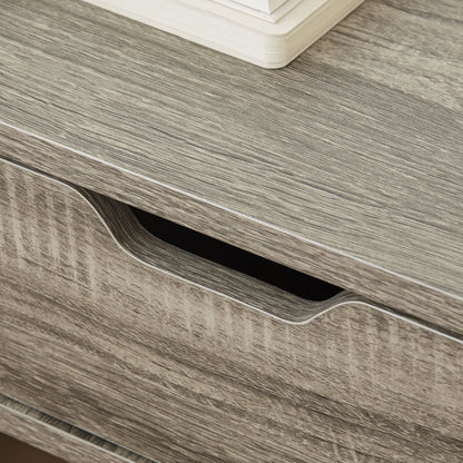 Set of 2 Wall-Mounted Bedside Tables Floating Nightstands - Sliding Drawer, Shelf - in Particle Board Dim. 40W x 30D x 19.5H cm Gray