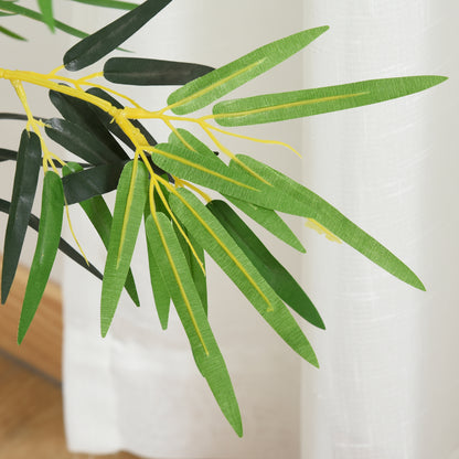 Artificial Bamboo Tree Artificial Plant Height 1.2m 552 Realistic Dense Leaves Pot Included Black with Green Lichen
