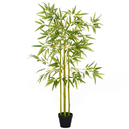 Artificial Bamboo Tree Artificial Plant Height 1.2m 552 Realistic Dense Leaves Pot Included Black with Green Lichen