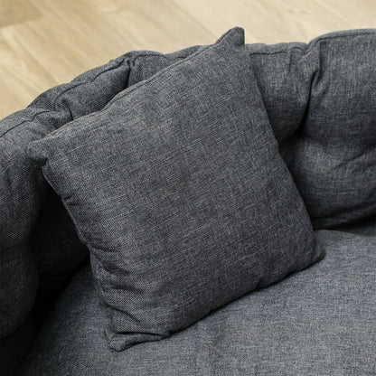 Small Dog Bed Pet Bed with 2 Pillows Dog Mattress with Non-Slip Base Removable and Washable Cover 70x50x30 cm Gray