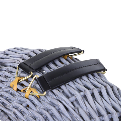 Pet Carrier Transport Box for Cats Dogs, Basket Cave with Grid, Cat House made of Willow, Cat Basket, Willow Basket, Grey, 47 x 35 x 35 cm