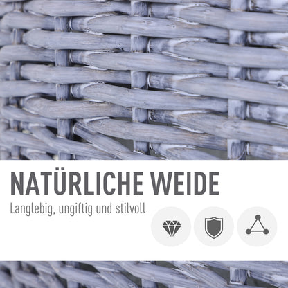 Pet Carrier Transport Box for Cats Dogs, Basket Cave with Grid, Cat House made of Willow, Cat Basket, Willow Basket, Grey, 47 x 35 x 35 cm