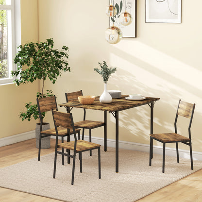 Folding Dining Table Extendable Kitchen Table with 2 Drop Leaves Industrial Rectangular Style for Small Space, Drop-Leaf Table for 2-4 People, Rustic Brown