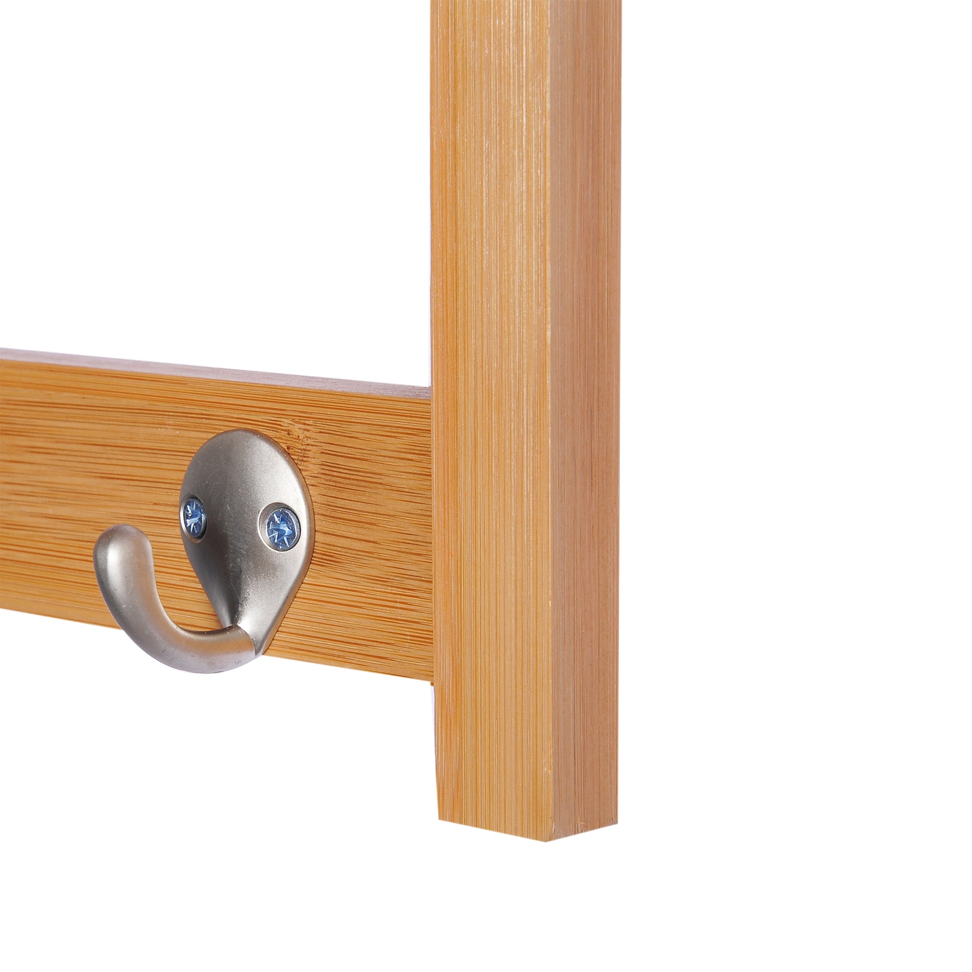 Bamboo Wall Coat Rack Shelf Towel Rack with 4 Hooks for Entryway Living Room Bathroom Hallway Bedroom 50x16x17.5 cm Load 5kg