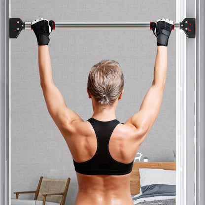 SPORTNOW Pull-Up Bar, Adjustable Door Frame, Non-Slip Chin-Up Bar Wall Mount, Pull Up Bar for Home Fitness, Gym, Steel, Black