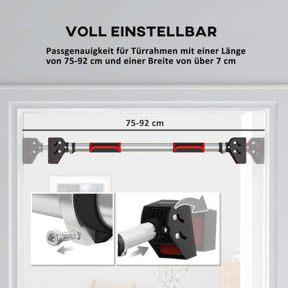 SPORTNOW Pull-Up Bar, Adjustable Door Frame, Non-Slip Chin-Up Bar Wall Mount, Pull Up Bar for Home Fitness, Gym, Steel, Black