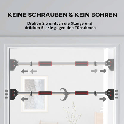 SPORTNOW Pull-Up Bar, Adjustable Door Frame, Non-Slip Chin-Up Bar Wall Mount, Pull Up Bar for Home Fitness, Gym, Steel, Black