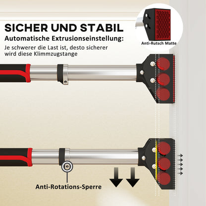 SPORTNOW Pull-Up Bar, Adjustable Door Frame, Non-Slip Chin-Up Bar Wall Mount, Pull Up Bar for Home Fitness, Gym, Steel, Black