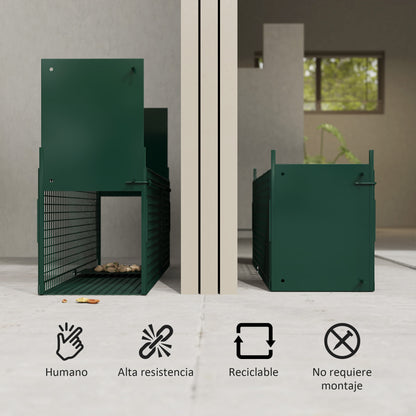 Live Animal Trap with 2 Doors Metal Capture Cage with Handle for Rabbits Minks Small Foxes 80x25x30 cm Dark Green
