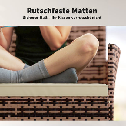 2‑Seater Rattan Garden Sofa with Cushions — Weather‑Resistant Outdoor Couch for Patio, Balcony, Khaki