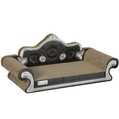 Cardboard Cat Scratcher Sofa 2-in-1 Cat Scratcher with Catnip for Indoor 56.5x24x26 cm Brown