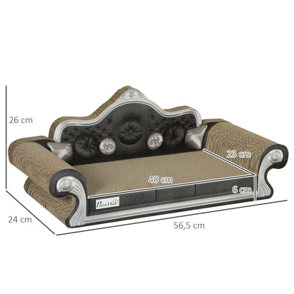 Cardboard Cat Scratcher Sofa 2-in-1 Cat Scratcher with Catnip for Indoor 56.5x24x26 cm Brown