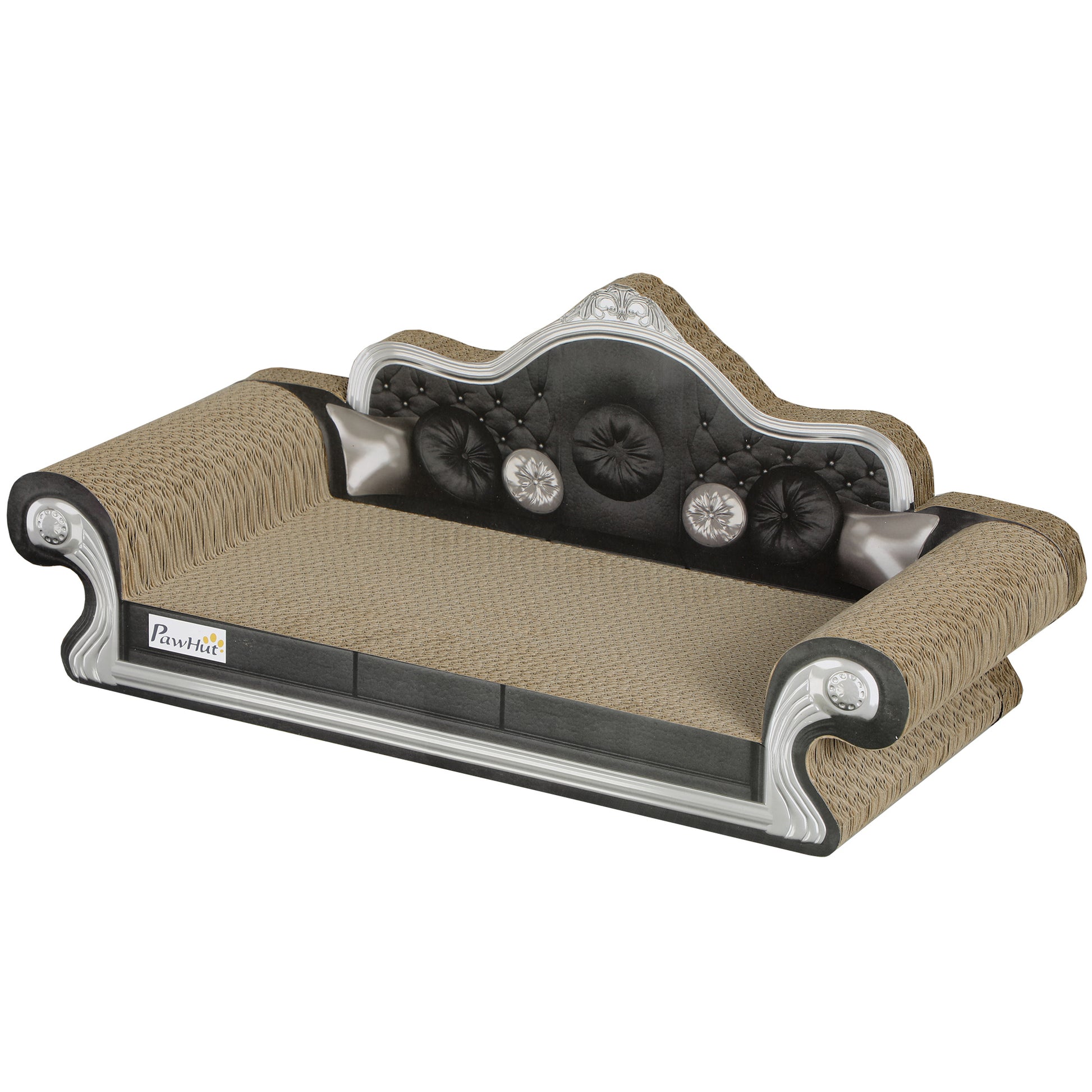 Cardboard Cat Scratcher Sofa 2-in-1 Cat Scratcher with Catnip for Indoor 56.5x24x26 cm Brown