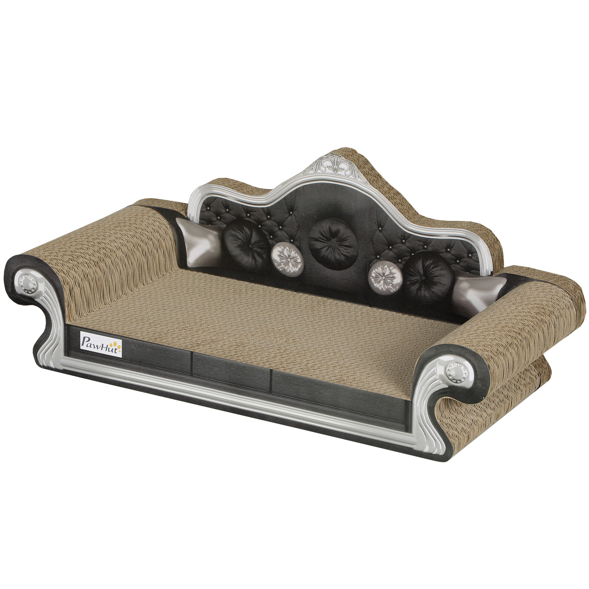 Cardboard Cat Scratcher Sofa 2-in-1 Cat Scratcher with Catnip for Indoor 56.5x24x26 cm Brown