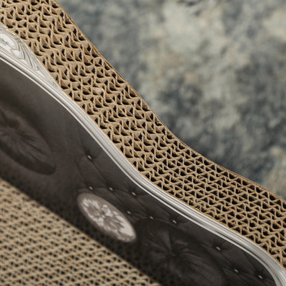 Cardboard Cat Scratcher Sofa 2-in-1 Cat Scratcher with Catnip for Indoor 56.5x24x26 cm Brown