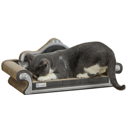 Cardboard Cat Scratcher Sofa 2-in-1 Cat Scratcher with Catnip for Indoor 56.5x24x26 cm Brown