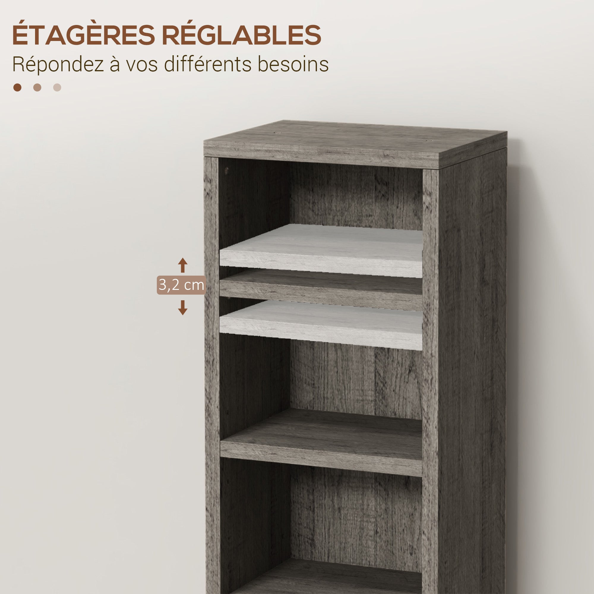 Set of 2 column shelves CD-DVD storage cabinet 6 + 6 compartments 21 x 22.5 x 88.5 cm max. capacity 204 CDs dark gray