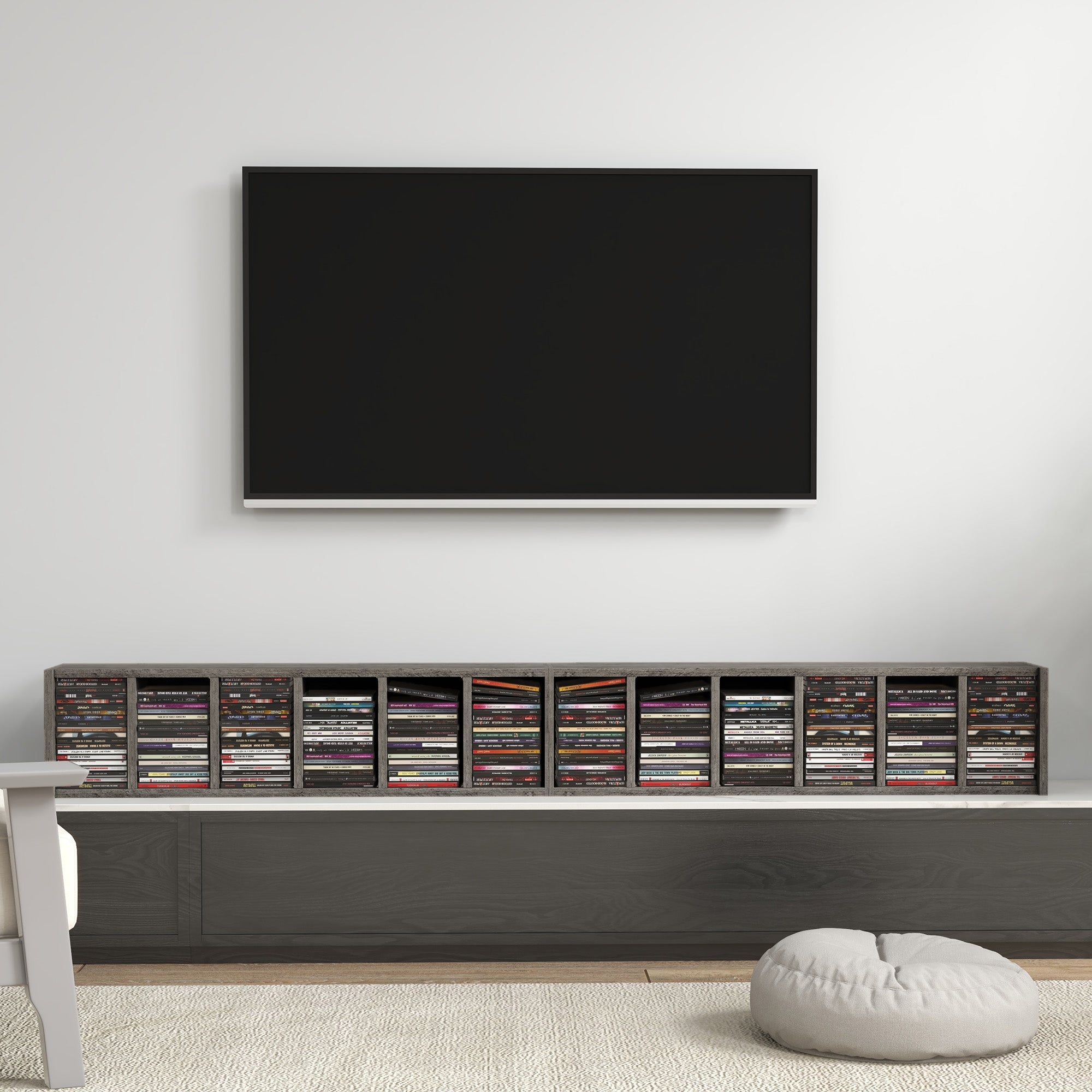 Set of 2 column shelves CD-DVD storage cabinet 6 + 6 compartments 21 x 22.5 x 88.5 cm max. capacity 204 CDs dark gray