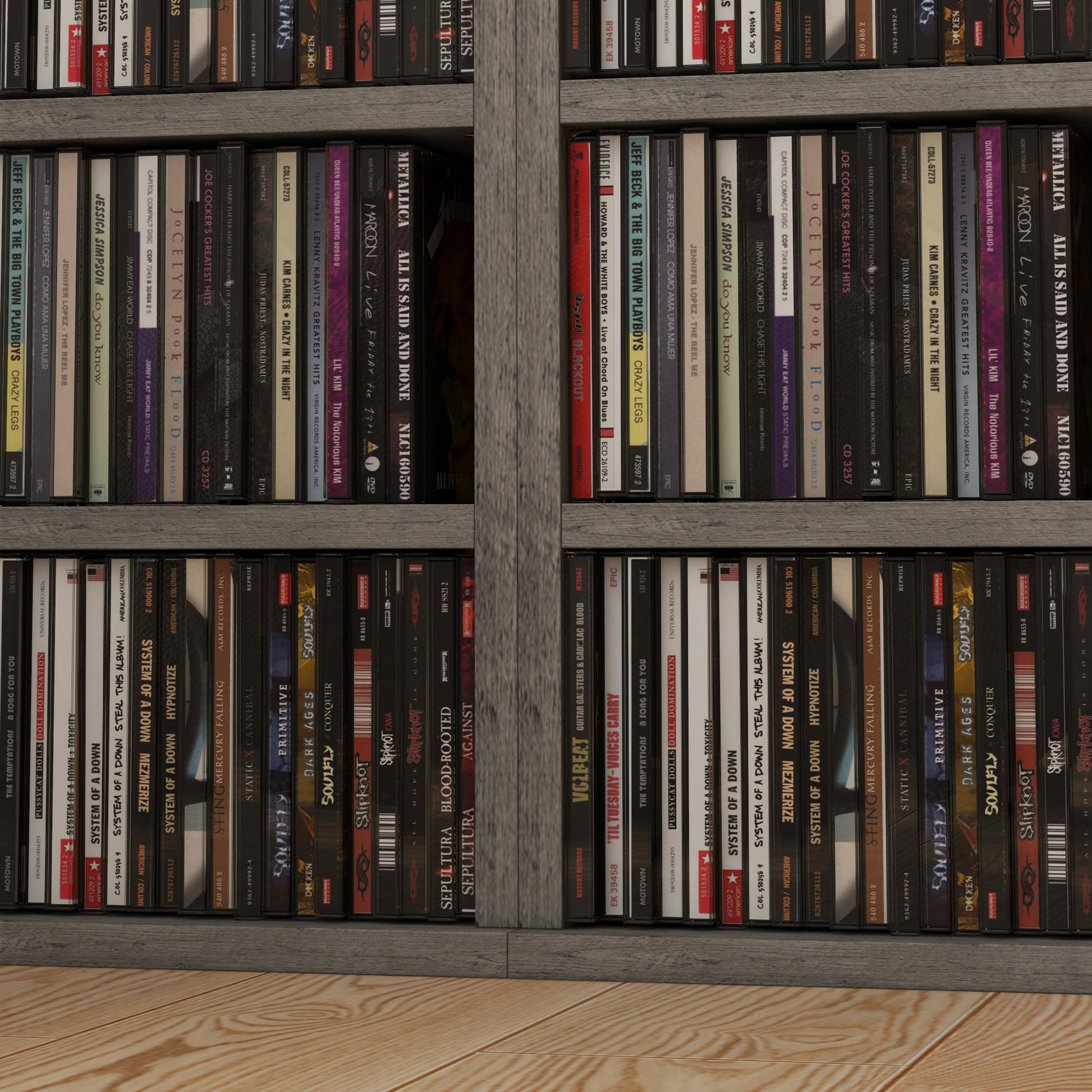 Set of 2 column shelves CD-DVD storage cabinet 6 + 6 compartments 21 x 22.5 x 88.5 cm max. capacity 204 CDs dark gray