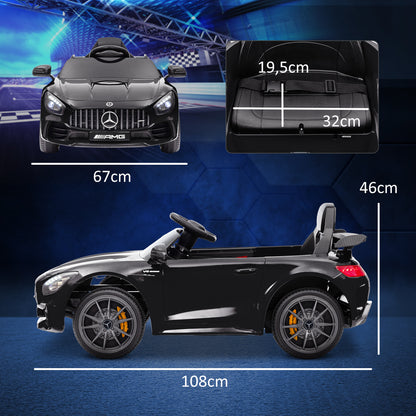 Kids Electric Car 12V Children's Vehicle with 2.4G Remote Control, Car for Kids with Horn, MP3, Music, Soft Start, Reverse Function 3-5 km/h Electric Vehicle for 3-6 Years, Black