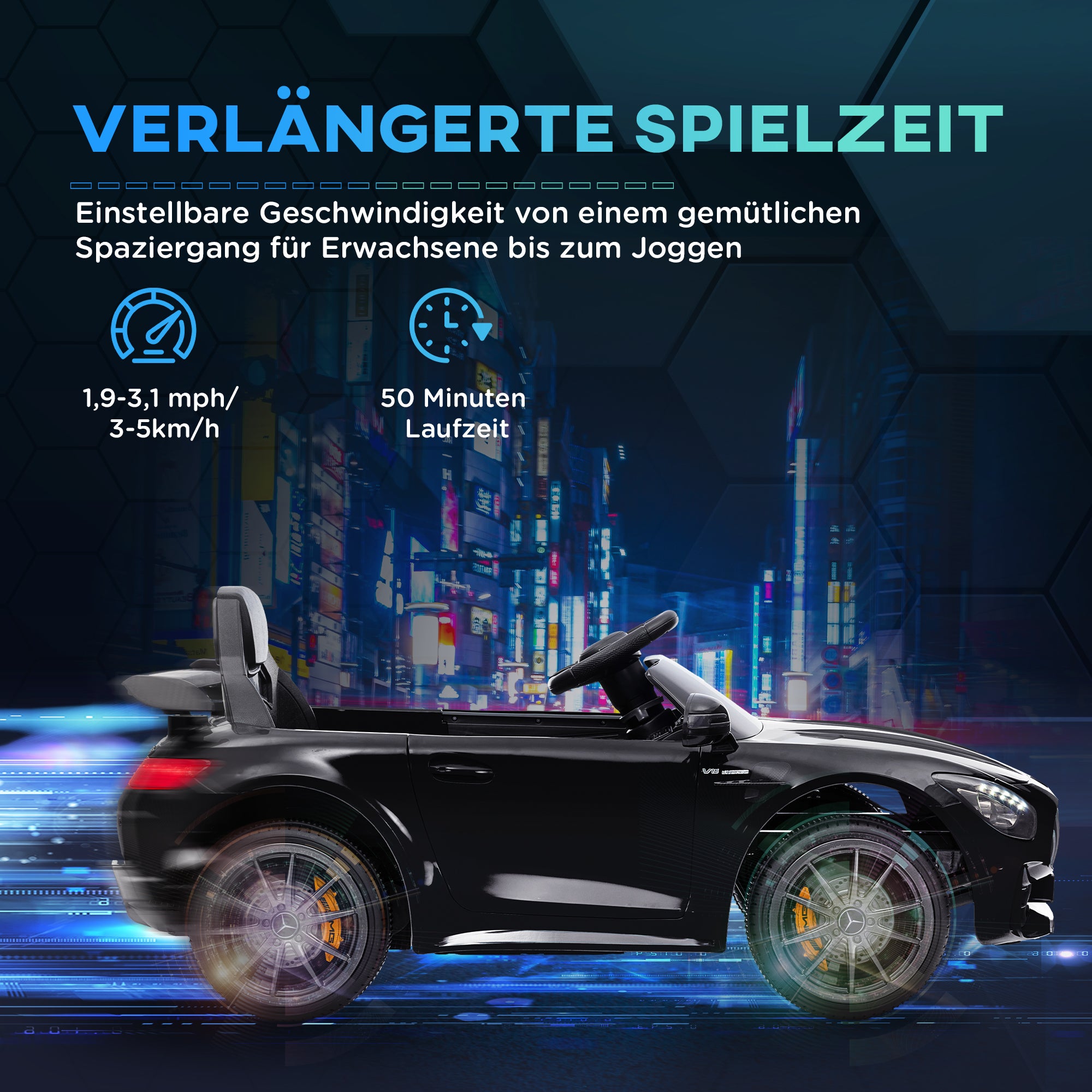 Kids Electric Car 12V Children's Vehicle with 2.4G Remote Control, Car for Kids with Horn, MP3, Music, Soft Start, Reverse Function 3-5 km/h Electric Vehicle for 3-6 Years, Black