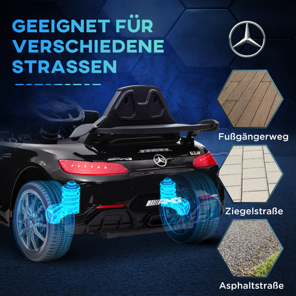 Kids Electric Car 12V Children's Vehicle with 2.4G Remote Control, Car for Kids with Horn, MP3, Music, Soft Start, Reverse Function 3-5 km/h Electric Vehicle for 3-6 Years, Black