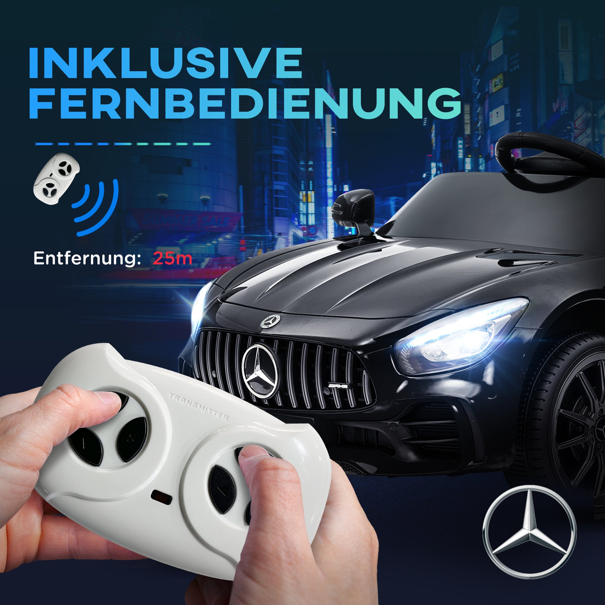 Kids Electric Car 12V Children's Vehicle with 2.4G Remote Control, Car for Kids with Horn, MP3, Music, Soft Start, Reverse Function 3-5 km/h Electric Vehicle for 3-6 Years, Black