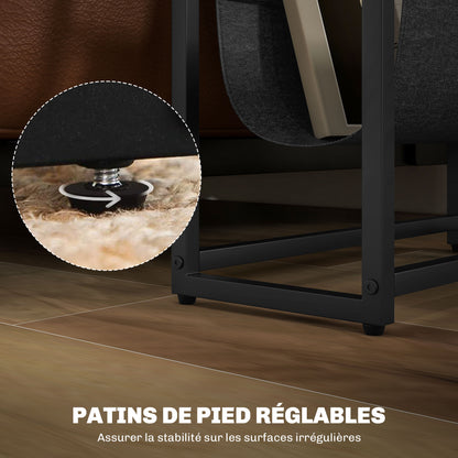 End Table Side Table Entry Table with Shelf and Magazine Rack Industrial Design - 43L x 18W x 56H cm Dark Brown