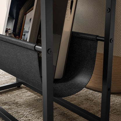 End Table Side Table Entry Table with Shelf and Magazine Rack Industrial Design - 43L x 18W x 56H cm Dark Brown