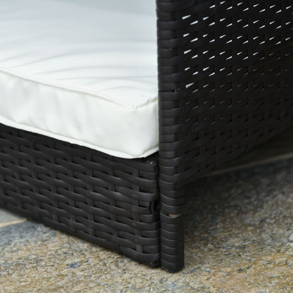 Rattan Dog Lounge Outdoor with Roof, Raised Dog Bed for Small and Medium Dogs, Cooling Pet Lounge with Metal Frame, Pet Bed for Outdoors, 69 x 98 x 70 cm, Coffee-Brown