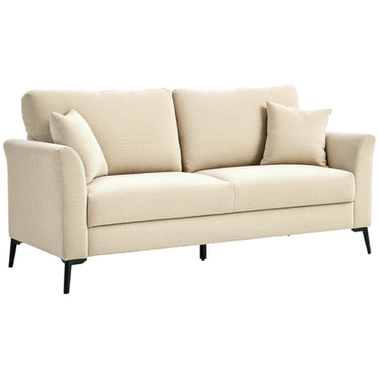 2-Seater Sofa, Couch with Linen Look, Metal Legs, Upholstered Double Sofa for Living Room, Bedroom, 179 x 80 x 89 cm, Beige