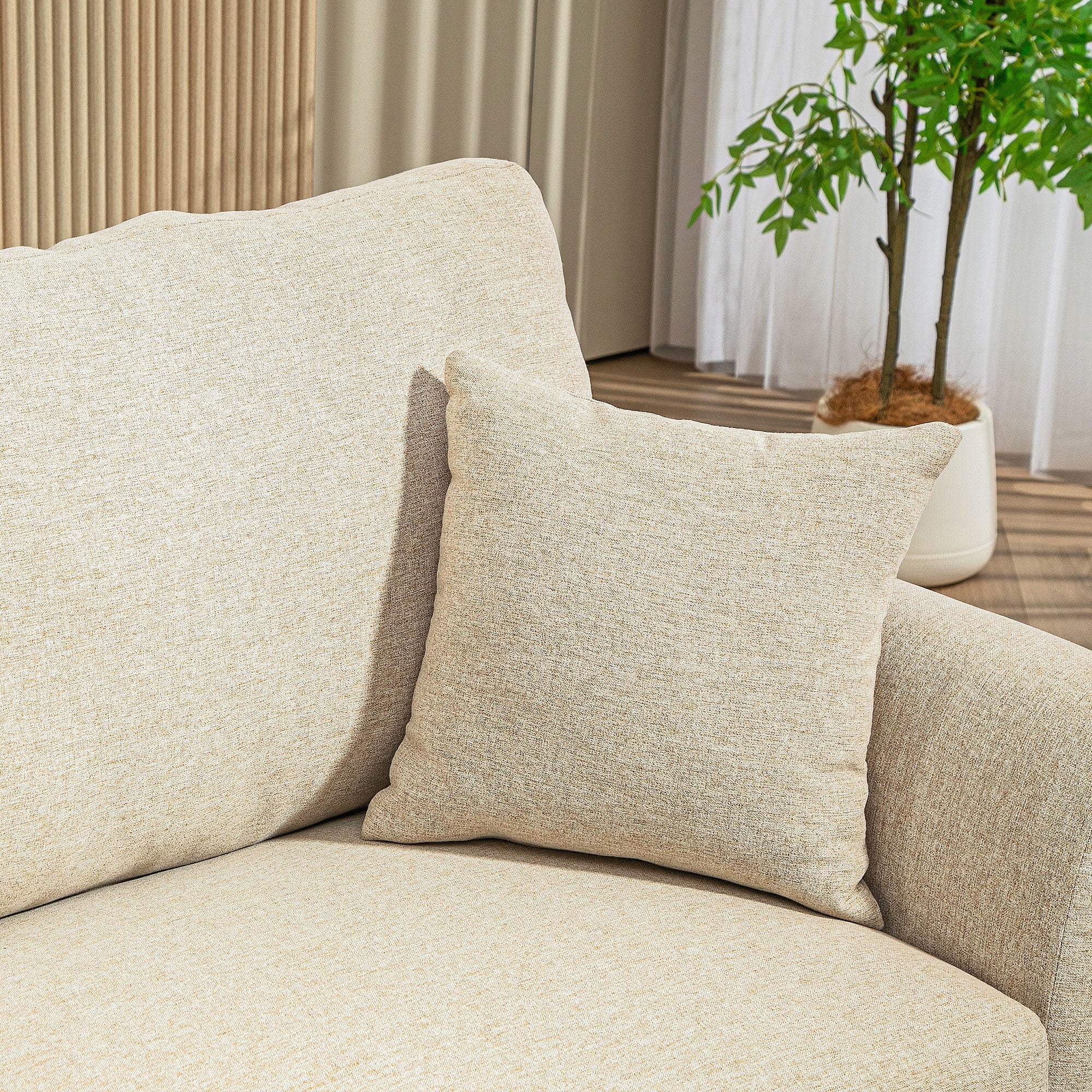 2-Seater Sofa, Couch with Linen Look, Metal Legs, Upholstered Double Sofa for Living Room, Bedroom, 179 x 80 x 89 cm, Beige