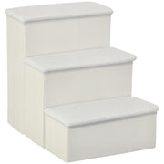 Pet Stairs Cat Stairs Dog Stairs Foldable 3 Steps Pet Stairs with Storage Space for Cats and Dogs MDF White 40 x 54 x 48 cm