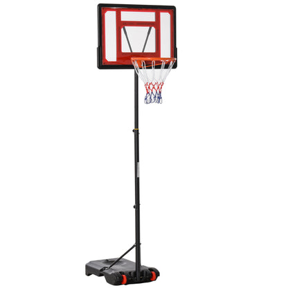 Outdoor Basketball Stand with Wheels, 160-210 cm Height Adjustable Basketball Hoop with Stand, 83x59cm Backboard, for Teens in Backyards, Gardens, Garages