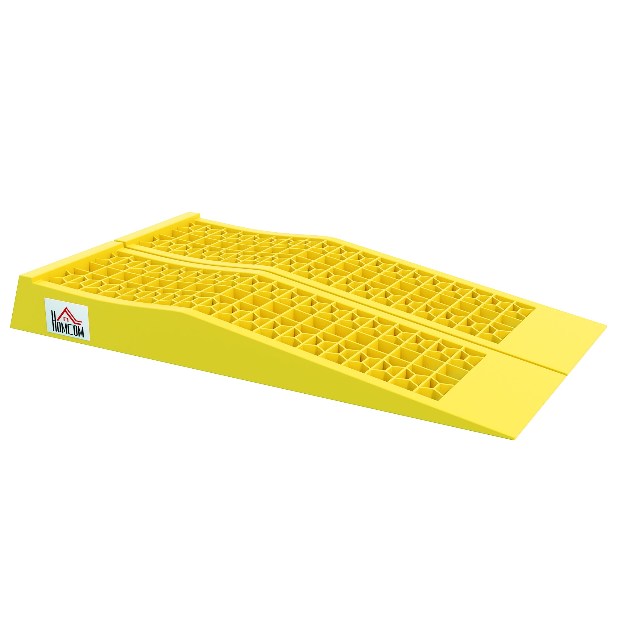 Set of 2 ramps for car utility vehicle heavy-duty loading ramp 3T caravan motorhome dim. 70L x 19.5W x 7.8H cm PP yellow
