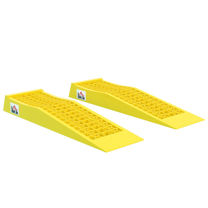 Set of 2 ramps for car utility vehicle heavy-duty loading ramp 3T caravan motorhome dim. 70L x 19.5W x 7.8H cm PP yellow
