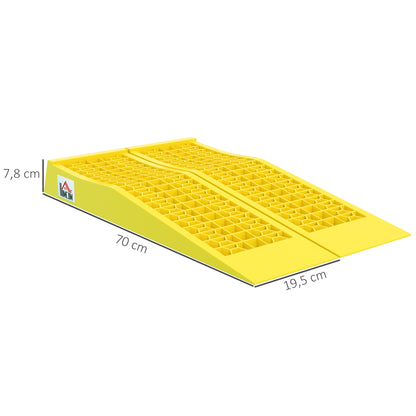 Set of 2 ramps for car utility vehicle heavy-duty loading ramp 3T caravan motorhome dim. 70L x 19.5W x 7.8H cm PP yellow