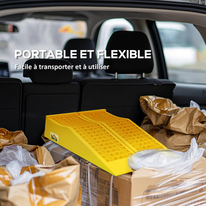 Set of 2 ramps for car utility vehicle heavy-duty loading ramp 3T caravan motorhome dim. 70L x 19.5W x 7.8H cm PP yellow