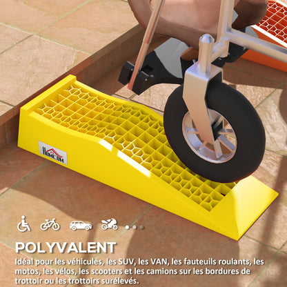 Set of 2 ramps for car utility vehicle heavy-duty loading ramp 3T caravan motorhome dim. 70L x 19.5W x 7.8H cm PP yellow