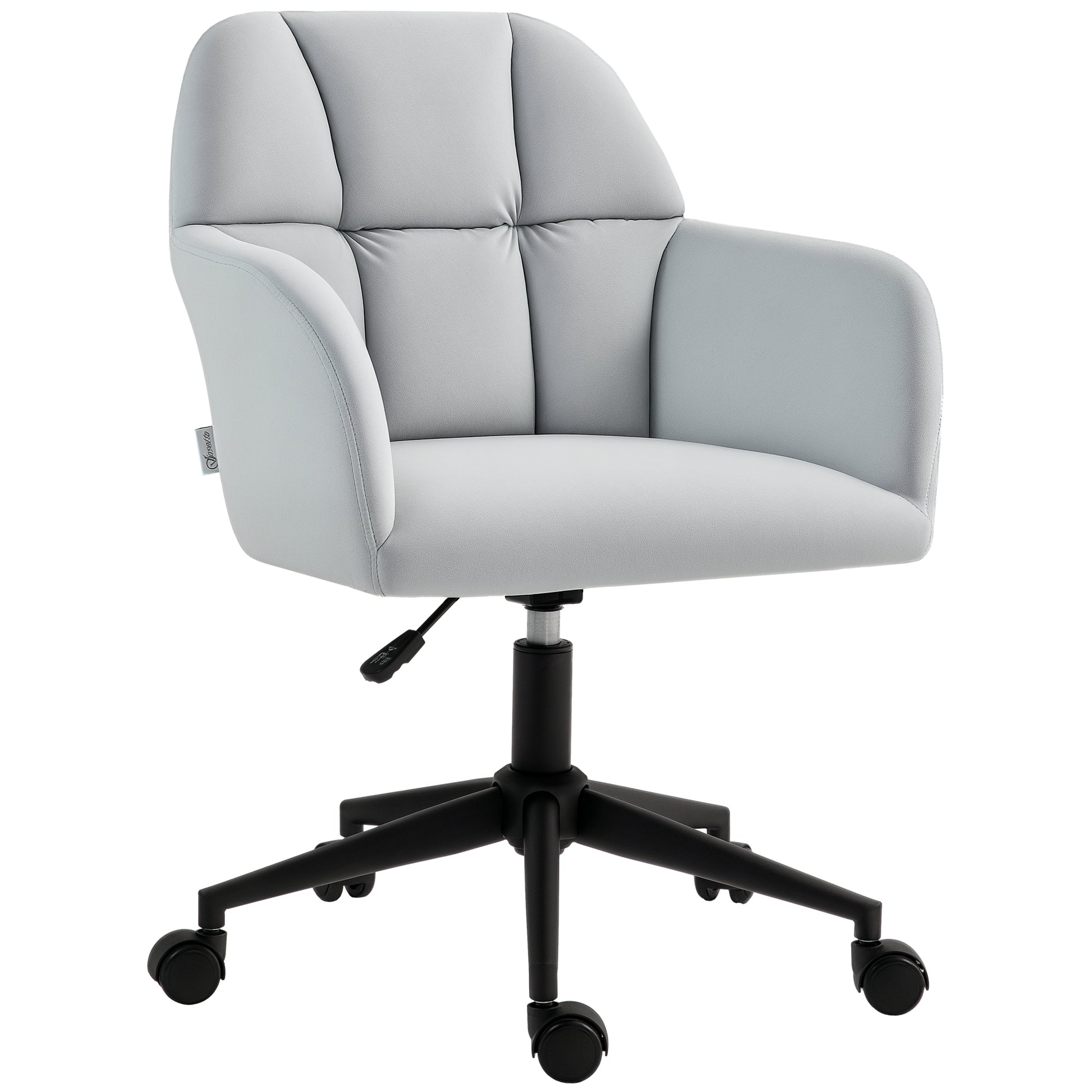 Office Chair, Height Adjustable Desk Chair with Velvet Look, Backrest, Swivel Chair with Armrest for Home Office, Light Gray