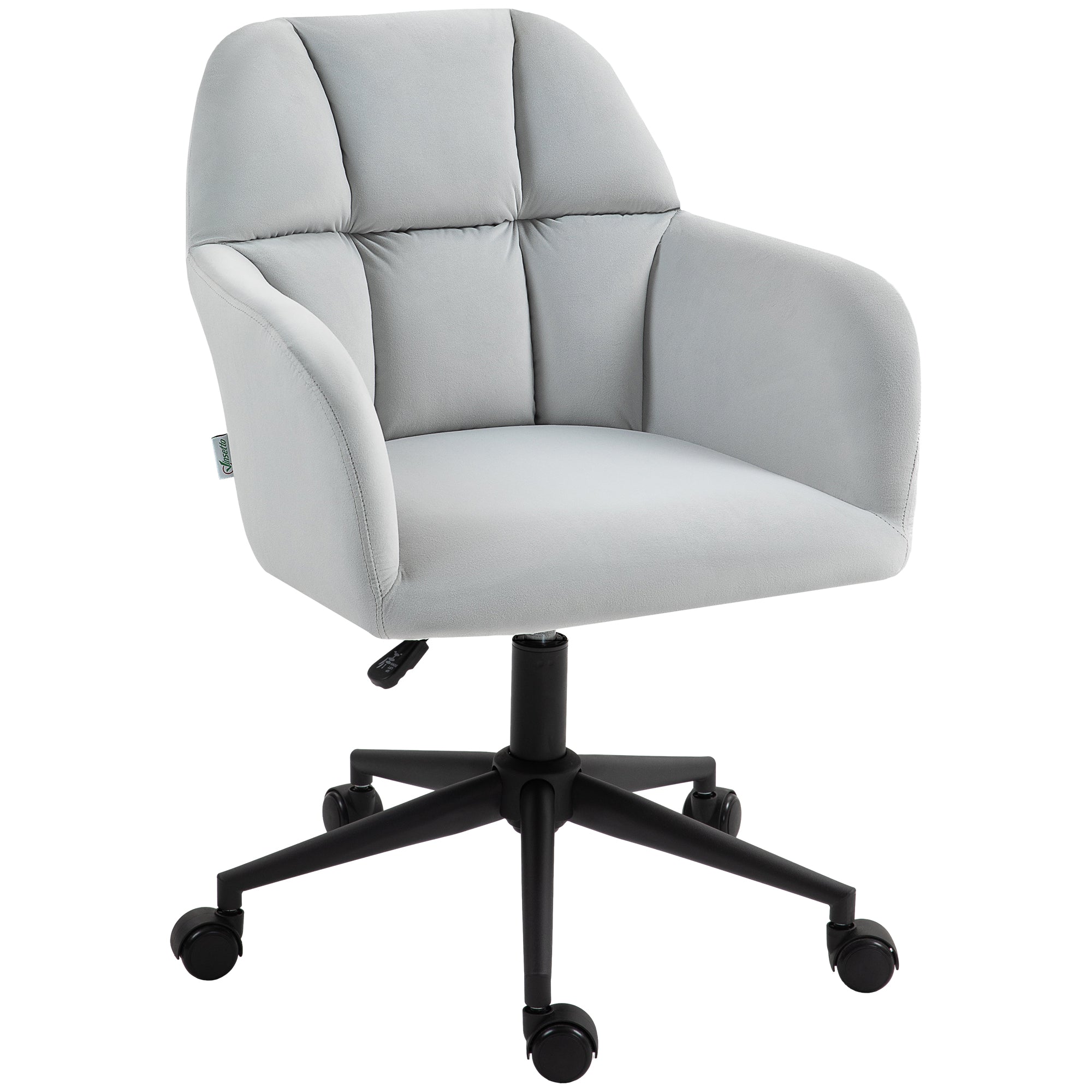 Office Chair, Height Adjustable Desk Chair with Velvet Look, Backrest, Swivel Chair with Armrest for Home Office, Light Gray