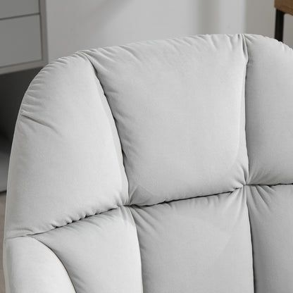 Office Chair, Height Adjustable Desk Chair with Velvet Look, Backrest, Swivel Chair with Armrest for Home Office, Light Gray