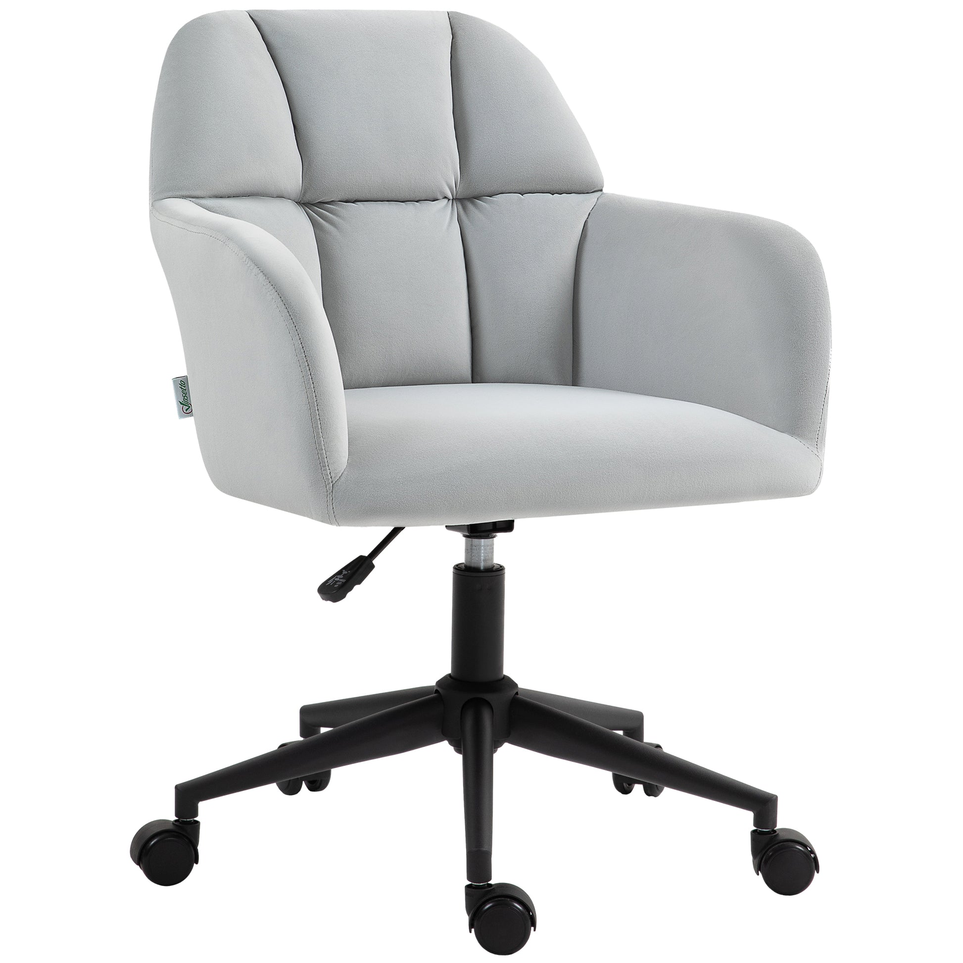 Office Chair, Height Adjustable Desk Chair with Velvet Look, Backrest, Swivel Chair with Armrest for Home Office, Light Gray