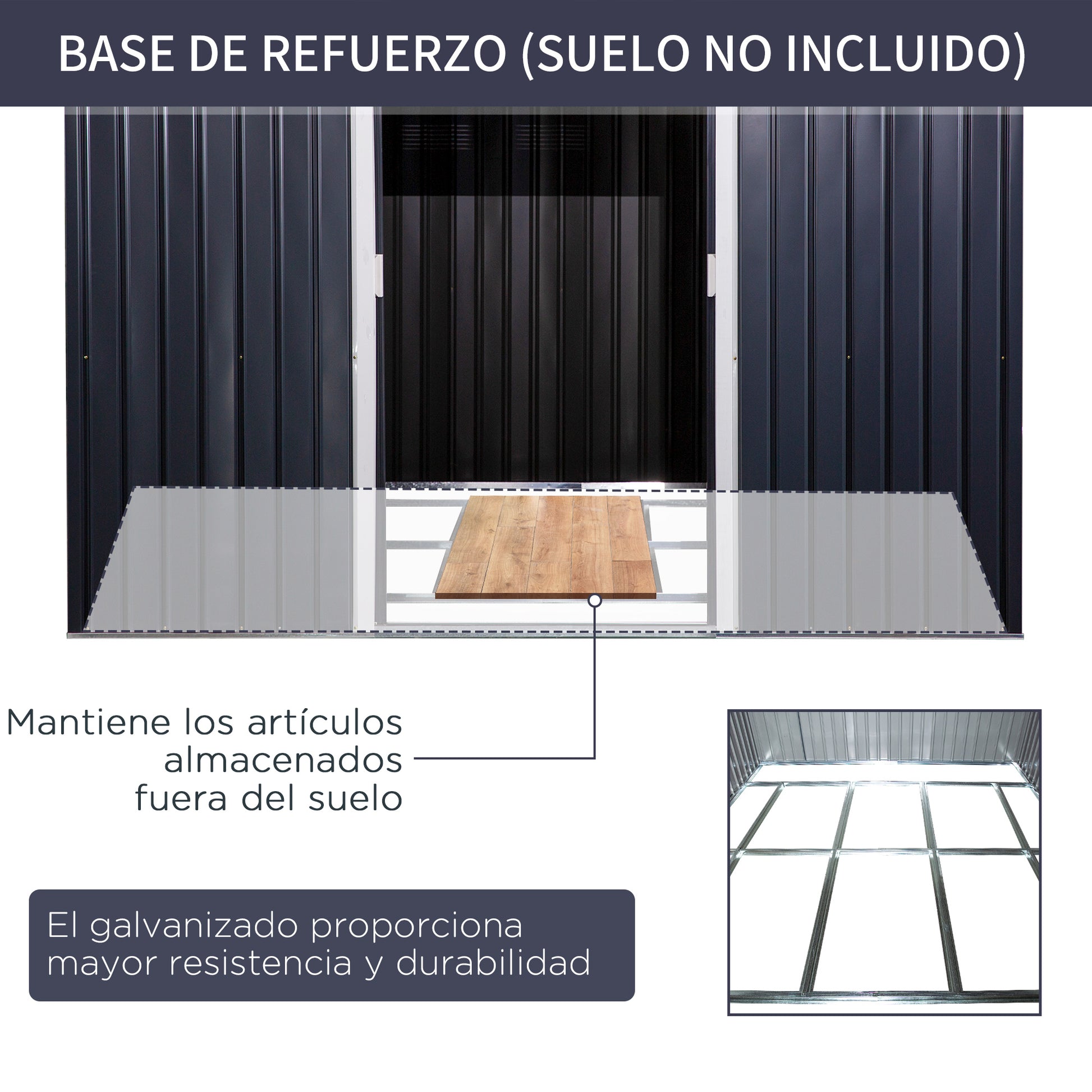 Garden Shed Outdoor 8.3 m² 277x322x192 cm Outdoor Garden Shed with Sliding Door Sloping Roof Reinforced Base (Floor NOT Included) and 4 Windows Gray