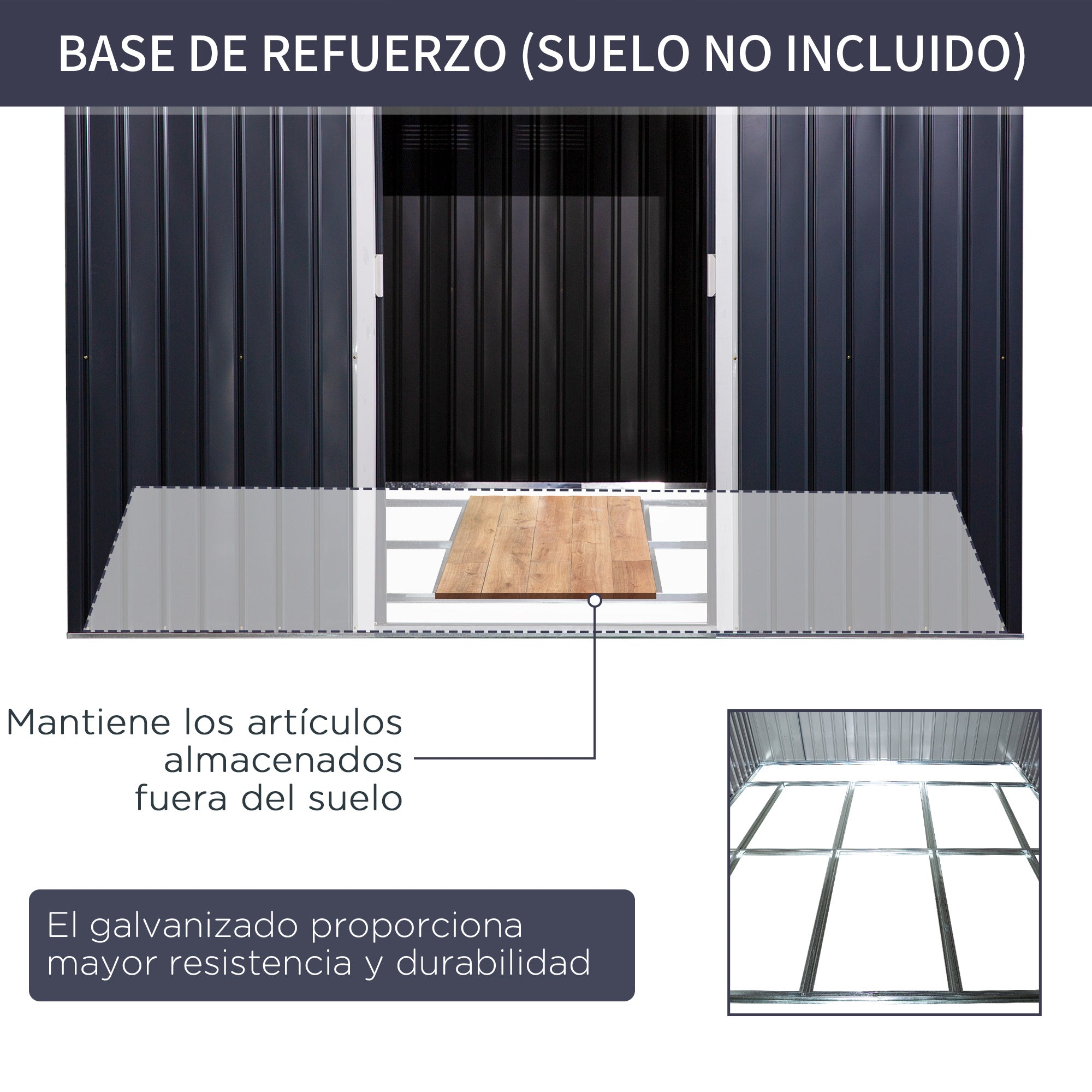 Garden Shed Outdoor 8.3 m² 277x322x192 cm Outdoor Garden Shed with Sliding Door Sloping Roof Reinforced Base (Floor NOT Included) and 4 Windows Gray