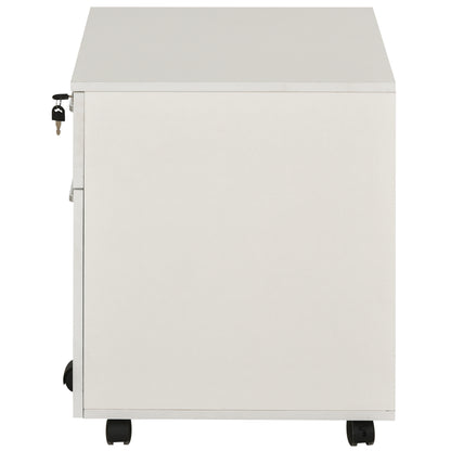 Office Drawer with Wheels Filing Cabinet Desk Drawer with 2 A4 Size Document Drawers Lock and Keys 40x49x58 cm White