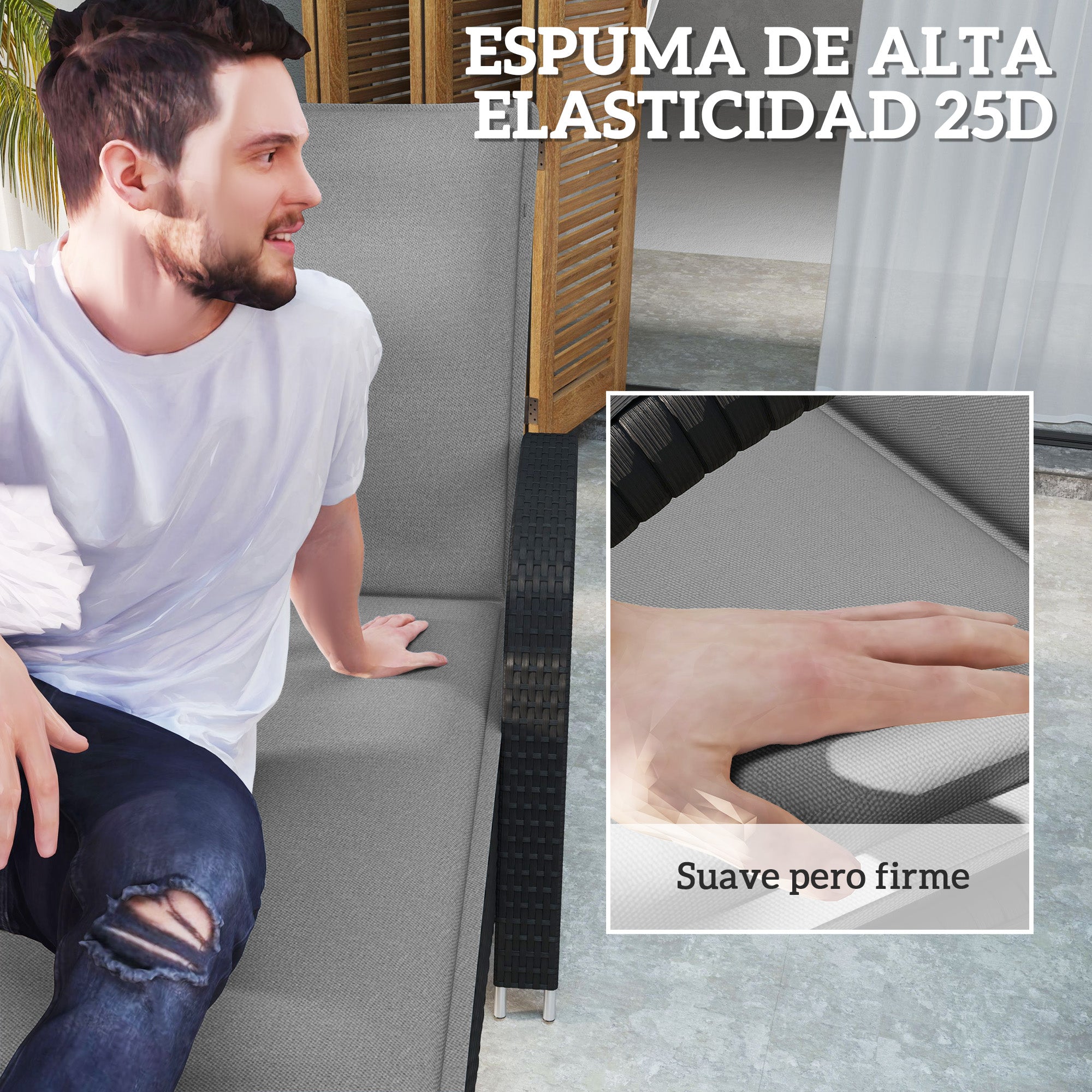 Pack of 2 Cushions for Folding Sun Loungers Garden Lounger Mattresses Outdoor 193x58x6 cm with UV Protection Splash-Resistant Gray Straps