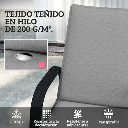 Pack of 2 Cushions for Folding Sun Loungers Garden Lounger Mattresses Outdoor 193x58x6 cm with UV Protection Splash-Resistant Gray Straps