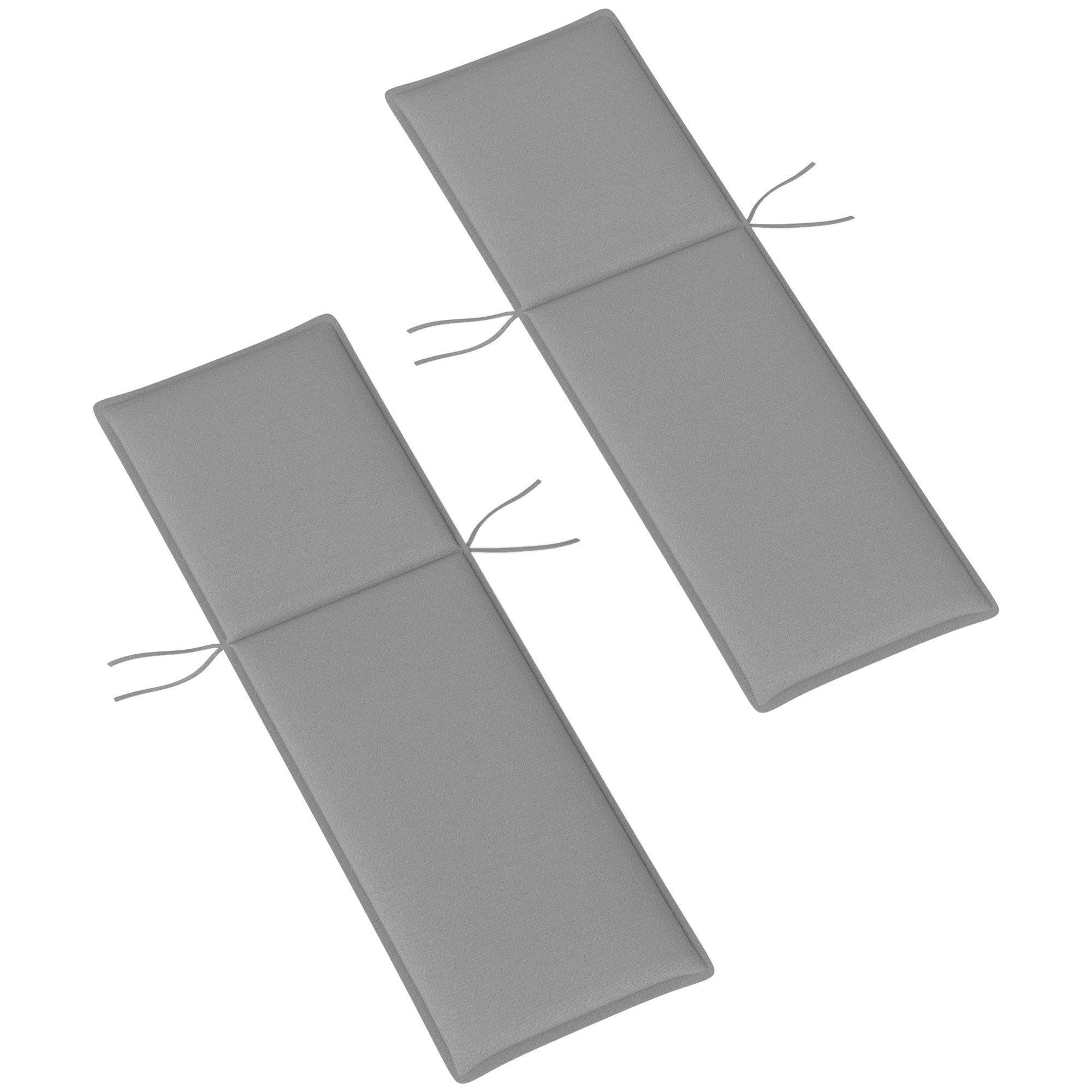 Pack of 2 Cushions for Folding Sun Loungers Garden Lounger Mattresses Outdoor 193x58x6 cm with UV Protection Splash-Resistant Gray Straps
